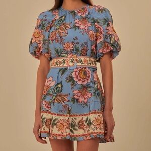 NWT Farm Rio - Blue Wonderful Bouquet Mini Dress - XS